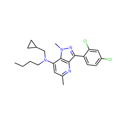 CCCCN(CC1CC1)c1cc(C)nc2c(-c3ccc(Cl)cc3Cl)nn(C)c12 ZINC000013553417