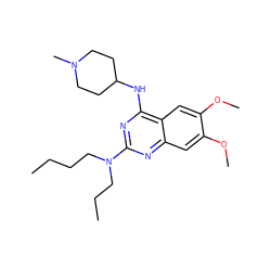 CCCCN(CCC)c1nc(NC2CCN(C)CC2)c2cc(OC)c(OC)cc2n1 ZINC001772626343