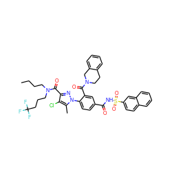 CCCCN(CCCC(F)(F)F)C(=O)c1nn(-c2ccc(C(=O)NS(=O)(=O)c3ccc4ccccc4c3)cc2C(=O)N2CCc3ccccc3C2)c(C)c1Cl ZINC000217532687