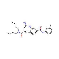 CCCCN(CCCC)C(=O)C1=Cc2ccc(C(=O)Nc3cccc(C)c3)cc2NC(=N)C1 ZINC001772618951