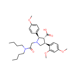 CCCCN(CCCC)C(=O)CN1C[C@H](c2ccc(OC)cc2OC)[C@@H](C(=O)O)[C@@H]1c1ccc(OC)cc1 ZINC000026987148