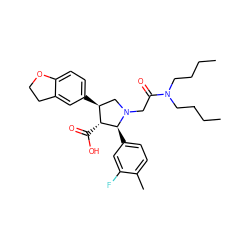 CCCCN(CCCC)C(=O)CN1C[C@H](c2ccc3c(c2)CCO3)[C@@H](C(=O)O)[C@@H]1c1ccc(C)c(F)c1 ZINC000003964494