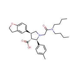 CCCCN(CCCC)C(=O)CN1C[C@H](c2ccc3c(c2)CCO3)[C@@H](C(=O)O)[C@@H]1c1ccc(C)cc1 ZINC000013470130