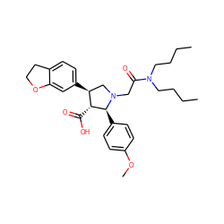 CCCCN(CCCC)C(=O)CN1C[C@H](c2ccc3c(c2)OCC3)[C@@H](C(=O)O)[C@@H]1c1ccc(OC)cc1 ZINC000013470127