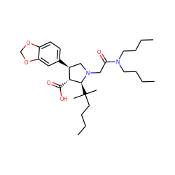 CCCCN(CCCC)C(=O)CN1C[C@H](c2ccc3c(c2)OCO3)[C@@H](C(=O)O)[C@@H]1C(C)(C)CCCC ZINC000013780882