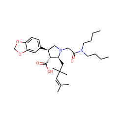 CCCCN(CCCC)C(=O)CN1C[C@H](c2ccc3c(c2)OCO3)[C@@H](C(=O)O)[C@@H]1CC(C)(C)C=C(C)C ZINC000013780895