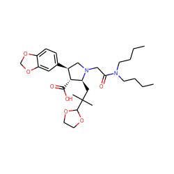 CCCCN(CCCC)C(=O)CN1C[C@H](c2ccc3c(c2)OCO3)[C@@H](C(=O)O)[C@@H]1CC(C)(C)C1OCCO1 ZINC000026959959