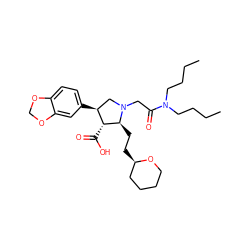 CCCCN(CCCC)C(=O)CN1C[C@H](c2ccc3c(c2)OCO3)[C@@H](C(=O)O)[C@@H]1CC[C@@H]1CCCCO1 ZINC000013780901