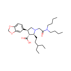 CCCCN(CCCC)C(=O)CN1C[C@H](c2ccc3c(c2)OCO3)[C@@H](C(=O)O)[C@@H]1CCC(CC)CC ZINC000013780883