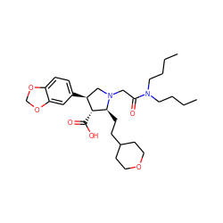 CCCCN(CCCC)C(=O)CN1C[C@H](c2ccc3c(c2)OCO3)[C@@H](C(=O)O)[C@@H]1CCC1CCOCC1 ZINC000013780903