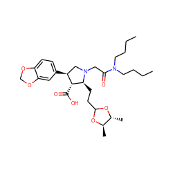 CCCCN(CCCC)C(=O)CN1C[C@H](c2ccc3c(c2)OCO3)[C@@H](C(=O)O)[C@@H]1CCC1O[C@H](C)[C@@H](C)O1 ZINC000026973263