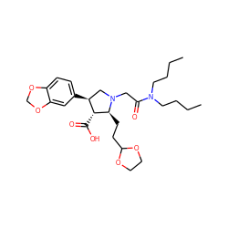 CCCCN(CCCC)C(=O)CN1C[C@H](c2ccc3c(c2)OCO3)[C@@H](C(=O)O)[C@@H]1CCC1OCCO1 ZINC000013780897