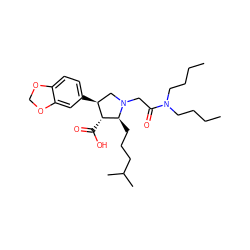 CCCCN(CCCC)C(=O)CN1C[C@H](c2ccc3c(c2)OCO3)[C@@H](C(=O)O)[C@@H]1CCCC(C)C ZINC000013780877