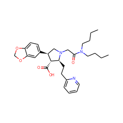 CCCCN(CCCC)C(=O)CN1C[C@H](c2ccc3c(c2)OCO3)[C@@H](C(=O)O)[C@@H]1CCc1ccccn1 ZINC000013780910