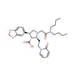 CCCCN(CCCC)C(=O)CN1C[C@H](c2ccc3c(c2)OCO3)[C@@H](C(=O)O)[C@@H]1CCn1ccccc1=O ZINC000026973235