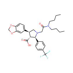 CCCCN(CCCC)C(=O)CN1C[C@H](c2ccc3c(c2)OCO3)[C@@H](C(=O)O)[C@@H]1c1ccc(C(F)(F)F)cc1 ZINC000027311626