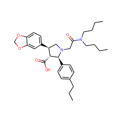 CCCCN(CCCC)C(=O)CN1C[C@H](c2ccc3c(c2)OCO3)[C@@H](C(=O)O)[C@@H]1c1ccc(CCC)cc1 ZINC000027316907