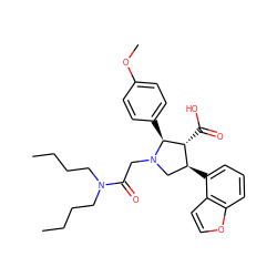 CCCCN(CCCC)C(=O)CN1C[C@H](c2cccc3occc23)[C@@H](C(=O)O)[C@@H]1c1ccc(OC)cc1 ZINC000013760920