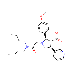 CCCCN(CCCC)C(=O)CN1C[C@H](c2cccnc2)[C@@H](C(=O)O)[C@@H]1c1ccc(OC)cc1 ZINC000013760925