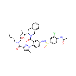 CCCCN(CCCC)C(=O)c1cc(C)n(-c2ccc(N[S@@+]([O-])c3ccc(NC(C)=O)c(Cl)c3)cc2C(=O)N2Cc3ccccc3C[C@H]2CO)n1 ZINC001772604774