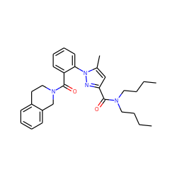 CCCCN(CCCC)C(=O)c1cc(C)n(-c2ccccc2C(=O)N2CCc3ccccc3C2)n1 ZINC000029465139