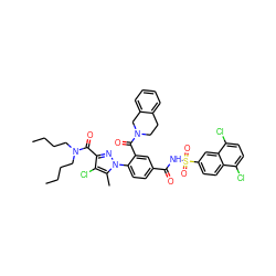 CCCCN(CCCC)C(=O)c1nn(-c2ccc(C(=O)NS(=O)(=O)c3ccc4c(Cl)ccc(Cl)c4c3)cc2C(=O)N2CCc3ccccc3C2)c(C)c1Cl ZINC000217526994