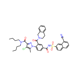 CCCCN(CCCC)C(=O)c1nn(-c2ccc(C(=O)NS(=O)(=O)c3ccc4cccc(C#N)c4c3)cc2C(=O)N2CCc3ccccc3C2)c(C)c1Cl ZINC000205503871