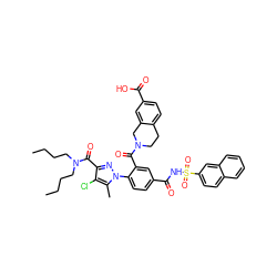 CCCCN(CCCC)C(=O)c1nn(-c2ccc(C(=O)NS(=O)(=O)c3ccc4ccccc4c3)cc2C(=O)N2CCc3ccc(C(=O)O)cc3C2)c(C)c1Cl ZINC000205496446