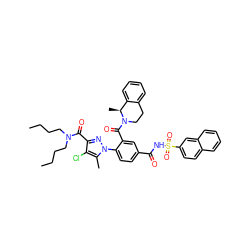 CCCCN(CCCC)C(=O)c1nn(-c2ccc(C(=O)NS(=O)(=O)c3ccc4ccccc4c3)cc2C(=O)N2CCc3ccccc3[C@@H]2C)c(C)c1Cl ZINC000095551512