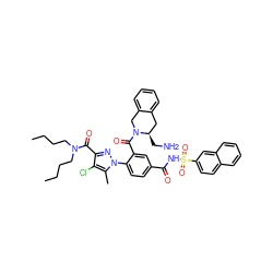 CCCCN(CCCC)C(=O)c1nn(-c2ccc(C(=O)NS(=O)(=O)c3ccc4ccccc4c3)cc2C(=O)N2Cc3ccccc3C[C@H]2CN)c(C)c1Cl ZINC000095564392