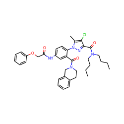 CCCCN(CCCC)C(=O)c1nn(-c2ccc(NC(=O)COc3ccccc3)cc2C(=O)N2CCc3ccccc3C2)c(C)c1Cl ZINC000029465172