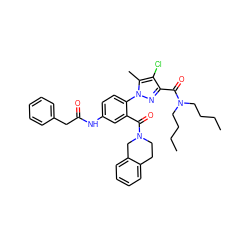 CCCCN(CCCC)C(=O)c1nn(-c2ccc(NC(=O)Cc3ccccc3)cc2C(=O)N2CCc3ccccc3C2)c(C)c1Cl ZINC000029465168