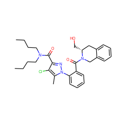 CCCCN(CCCC)C(=O)c1nn(-c2ccccc2C(=O)N2Cc3ccccc3C[C@H]2CO)c(C)c1Cl ZINC000029465148