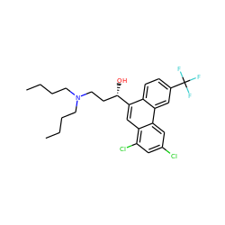 CCCCN(CCCC)CC[C@H](O)c1cc2c(Cl)cc(Cl)cc2c2cc(C(F)(F)F)ccc12 ZINC000001530866