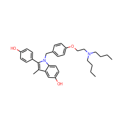 CCCCN(CCCC)CCOc1ccc(Cn2c(-c3ccc(O)cc3)c(C)c3cc(O)ccc32)cc1 ZINC000136513942