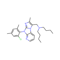 CCCCN(CCCC)Cc1c(C)nc2n(-c3c(C)cc(C)cc3Cl)c3ncccc3n12 ZINC000028903708