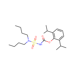 CCCCN(CCCC)S(=O)(=O)NC(=O)Oc1c(C(C)C)cccc1C(C)C ZINC000003778064