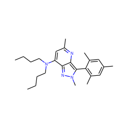 CCCCN(CCCC)c1cc(C)nc2c(-c3c(C)cc(C)cc3C)n(C)nc12 ZINC000013553408