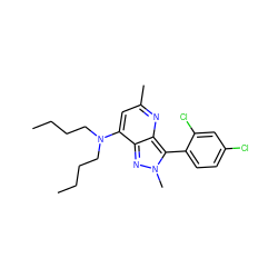 CCCCN(CCCC)c1cc(C)nc2c(-c3ccc(Cl)cc3Cl)n(C)nc12 ZINC000013553397