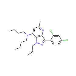 CCCCN(CCCC)c1cc(C)nc2c(-c3ccc(Cl)cc3Cl)nn(CCC)c12 ZINC000013553395