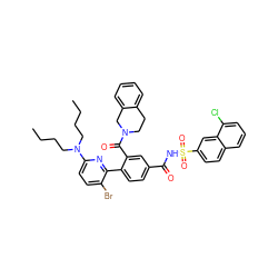 CCCCN(CCCC)c1ccc(Br)c(-c2ccc(C(=O)NS(=O)(=O)c3ccc4cccc(Cl)c4c3)cc2C(=O)N2CCc3ccccc3C2)n1 ZINC000205494351