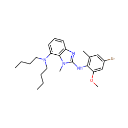 CCCCN(CCCC)c1cccc2nc(Nc3c(C)cc(Br)cc3OC)n(C)c12 ZINC000142743849