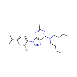 CCCCN(CCCC)c1nc(C)nc2c1ncn2-c1ccc(C(C)C)cc1Br ZINC000013794839