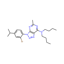 CCCCN(CCCC)c1nc(C)nc2c1nnn2-c1ccc(C(C)C)cc1Br ZINC000013794716