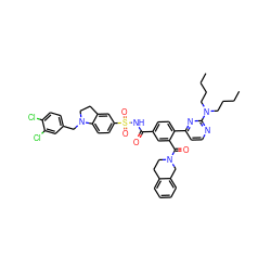 CCCCN(CCCC)c1nccc(-c2ccc(C(=O)NS(=O)(=O)c3ccc4c(c3)CCN4Cc3ccc(Cl)c(Cl)c3)cc2C(=O)N2CCc3ccccc3C2)n1 ZINC000095551476