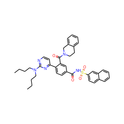 CCCCN(CCCC)c1nccc(-c2ccc(C(=O)NS(=O)(=O)c3ccc4ccccc4c3)cc2C(=O)N2CCc3ccccc3C2)n1 ZINC000084758364