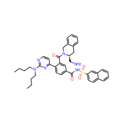 CCCCN(CCCC)c1nccc(-c2ccc(C(=O)NS(=O)(=O)c3ccc4ccccc4c3)cc2C(=O)N2Cc3ccccc3C[C@H]2CN)n1 ZINC000084651893