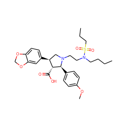 CCCCN(CCN1C[C@H](c2ccc3c(c2)OCO3)[C@@H](C(=O)O)[C@@H]1c1ccc(OC)cc1)S(=O)(=O)CCC ZINC000026958143