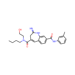 CCCCN(CCO)C(=O)C1=Cc2ccc(C(=O)Nc3cccc(C)c3)cc2NC(=N)C1 ZINC001772599364