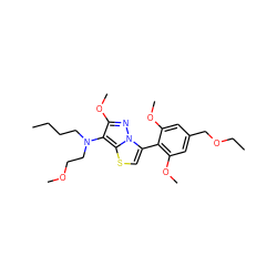 CCCCN(CCOC)c1c(OC)nn2c(-c3c(OC)cc(COCC)cc3OC)csc12 ZINC000096172569